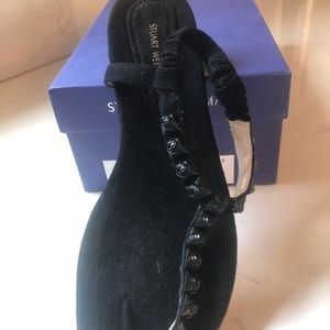 Stuart Weitzman black suede flat sandals